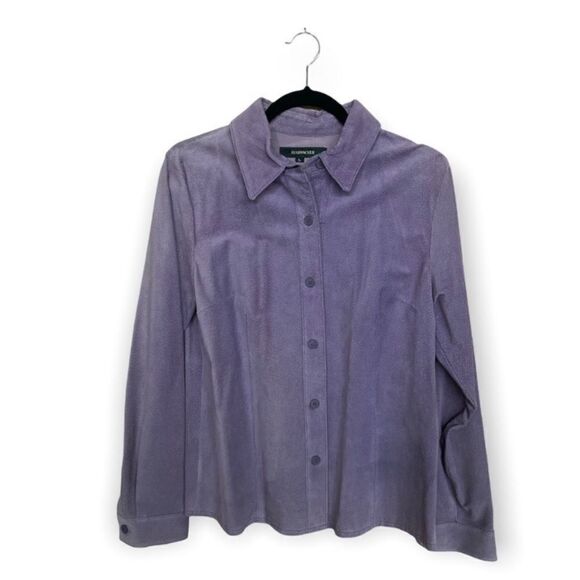 Bushwacker Purple Leather Button Down Blouse Women’s Size L - Picture 1 of 4